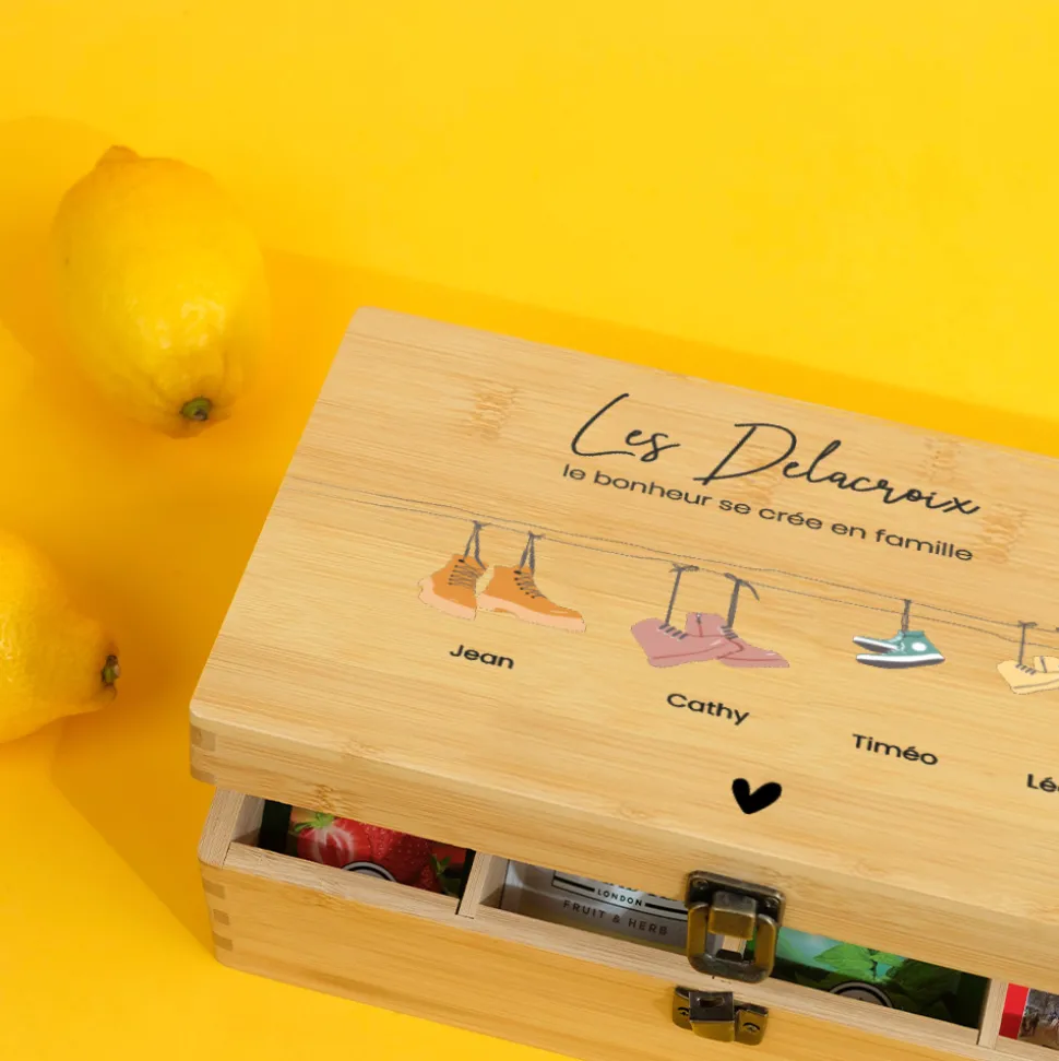 Boîte à thé personnalisée - Famille Chaussures