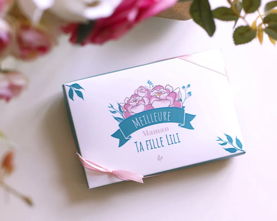 Boîte de chocolats personnalisée - Collection Maman Fleurie