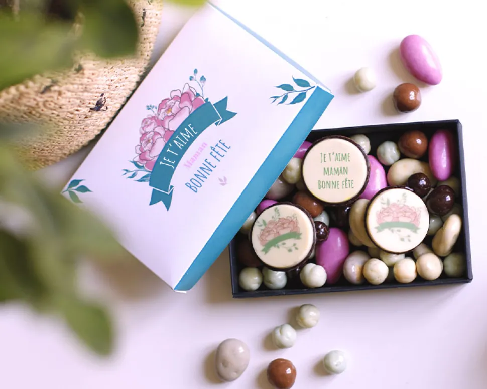 Boîte de chocolats personnalisée - Collection Maman Fleurie