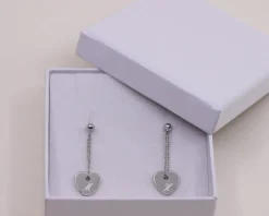 Boucles d'Oreilles Coeur gravé en Argent véritable