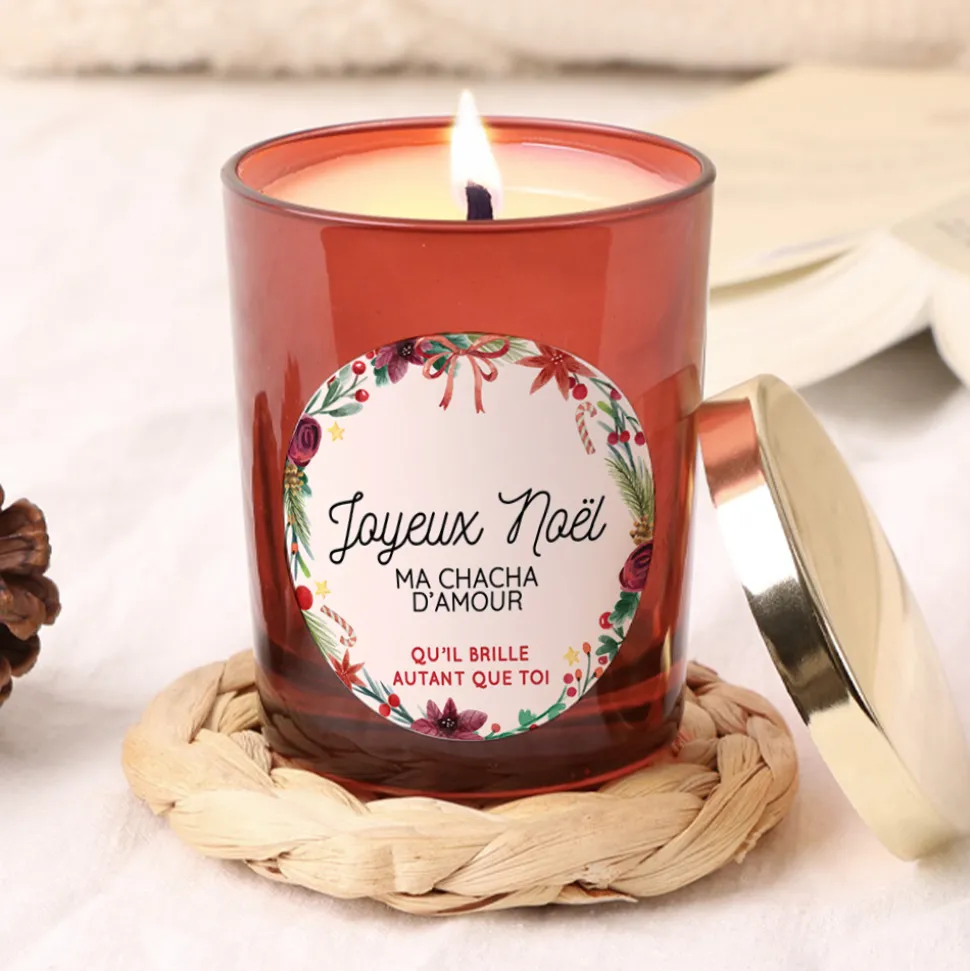 Bougie de Noël personnalisée - Message