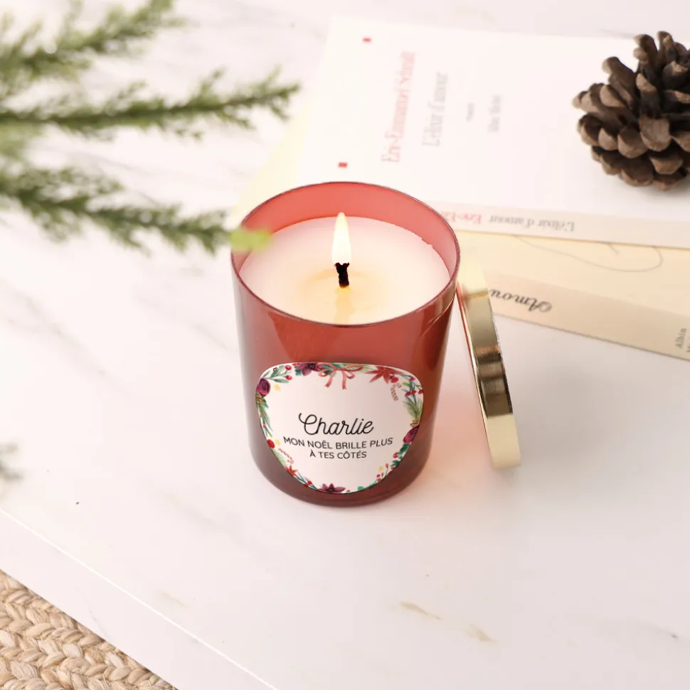 Bougie de Noël personnalisée - Message