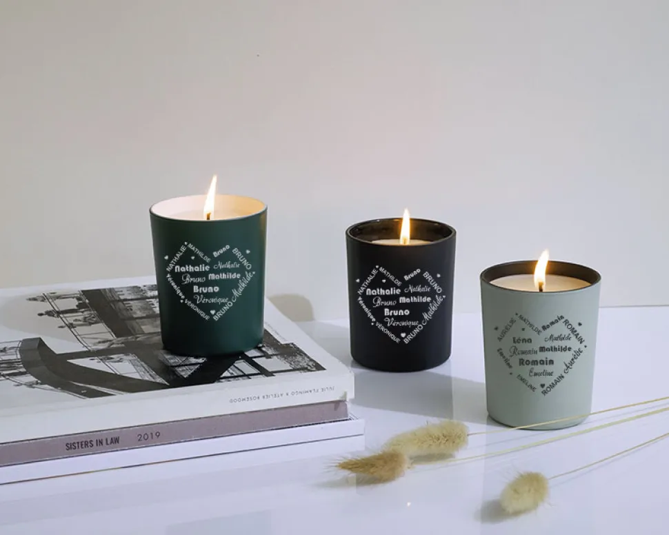 Bougie personnalisable parfumée - Coeur Famille