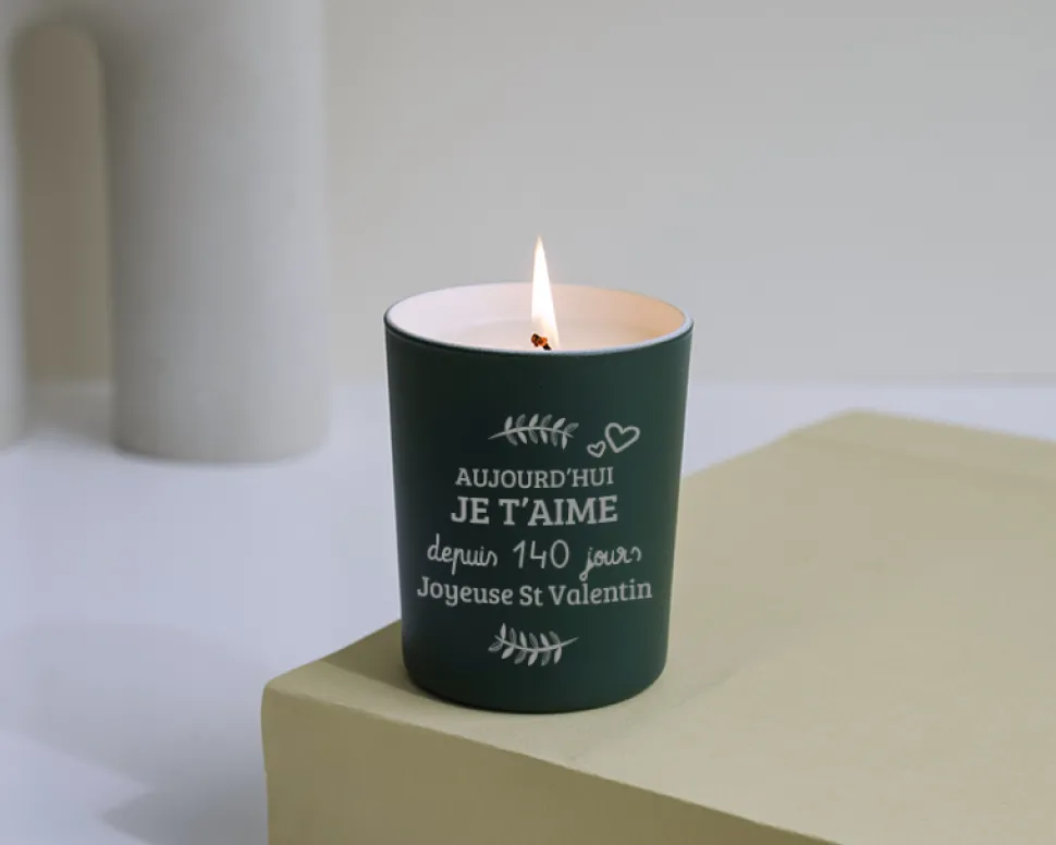 Bougie personnalisable parfumée - Aujourd'hui je t'aime depuis X jours