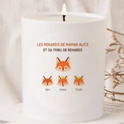 Bougie personnalisée - Maman Renard et sa meute
