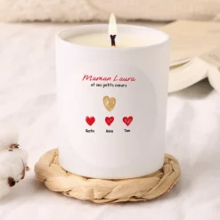Bougie personnalisée - Maman et ses petits coeurs