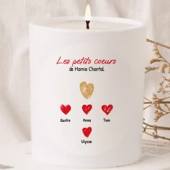 Bougie personnalisée - Mamie et ses petits coeurs