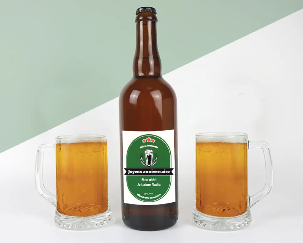 Bouteille de bière personnalisée message