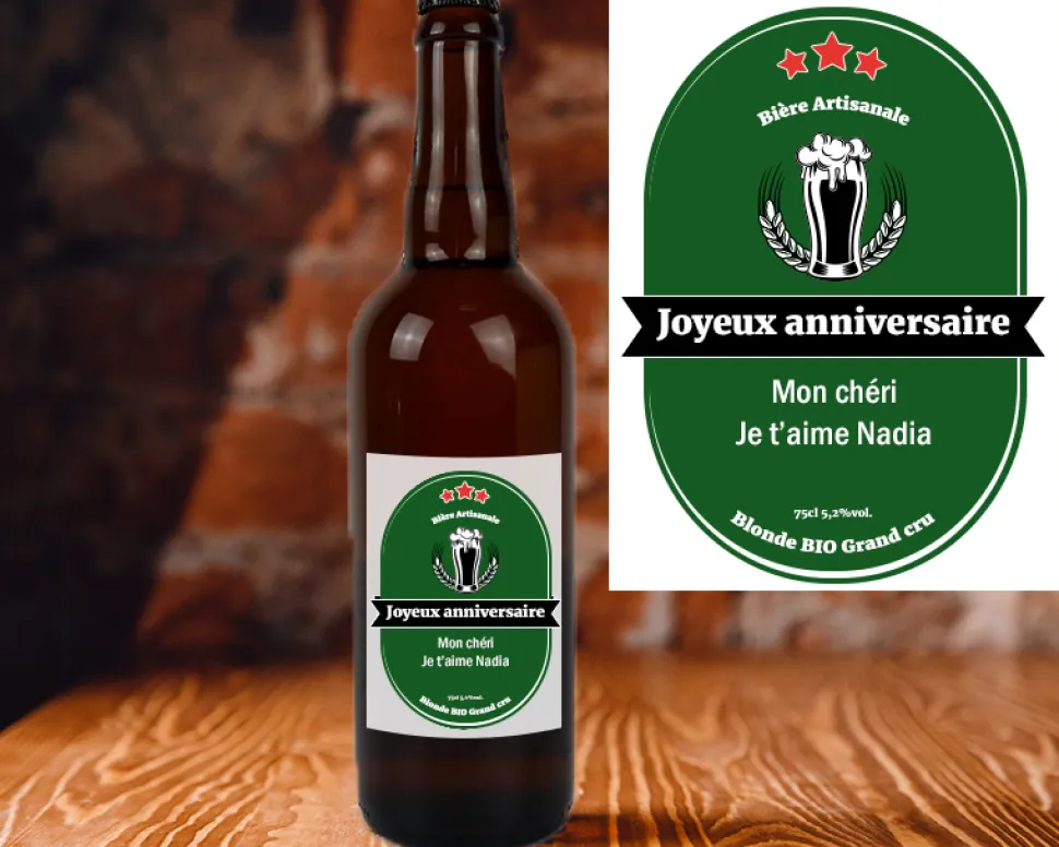 Bouteille de bière personnalisée message