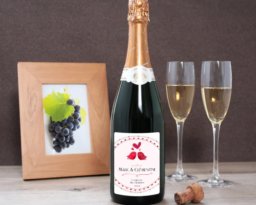 Bouteille de champagne personnalisée - Prénoms couple