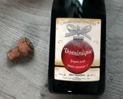 Bouteille de champagne personnalisée Noël - Boule de Noël