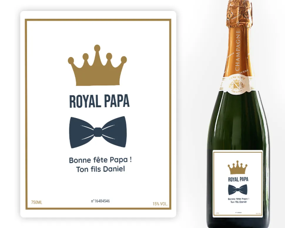 Bouteille de champagne personnalisée - Papa Royal