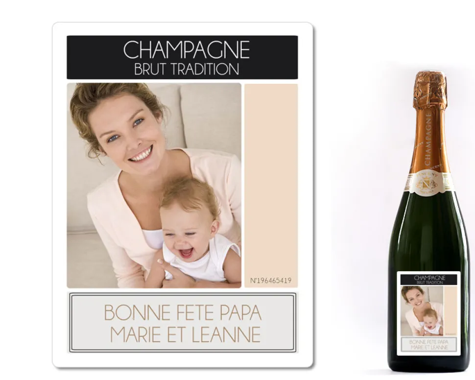 Bouteille de champagne personnalisée photo - Collage