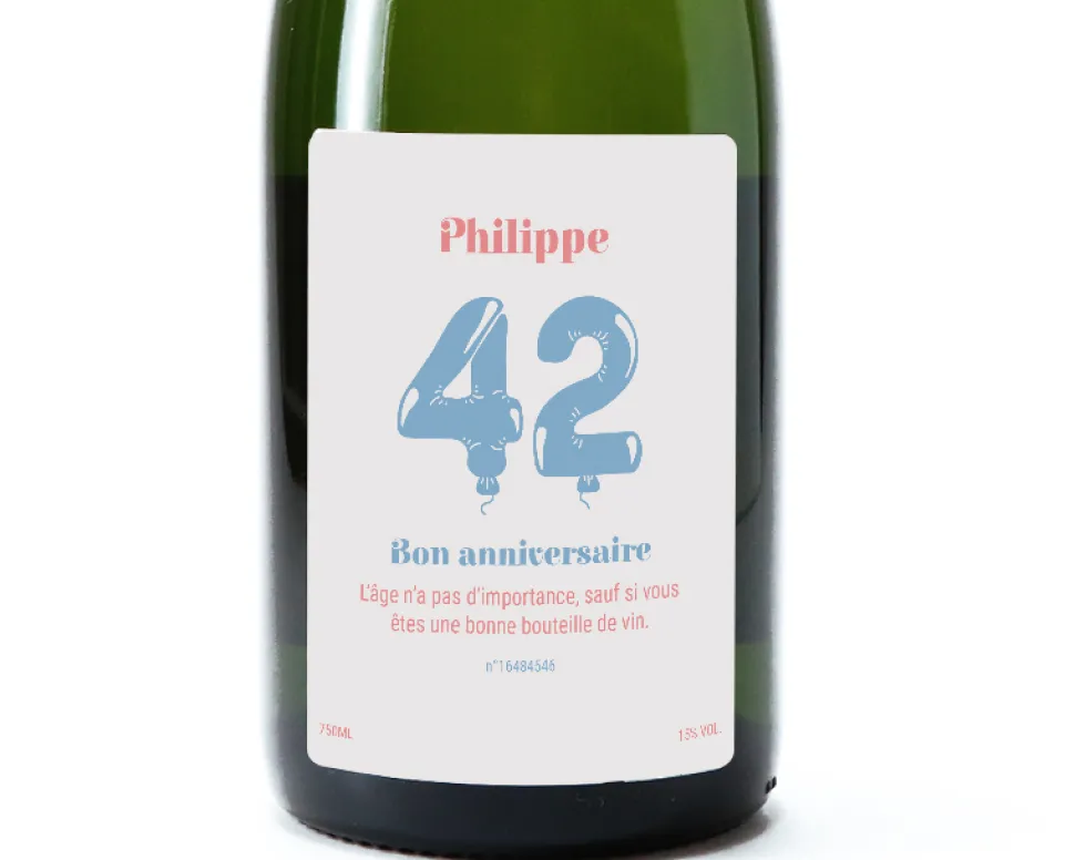 Bouteille de champagne personnalisée anniversaire - Ballons Bleu