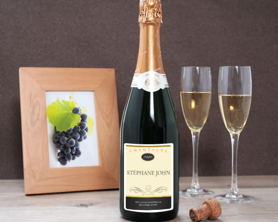 Bouteille de champagne personnalisée anniversaire - Prénom et message