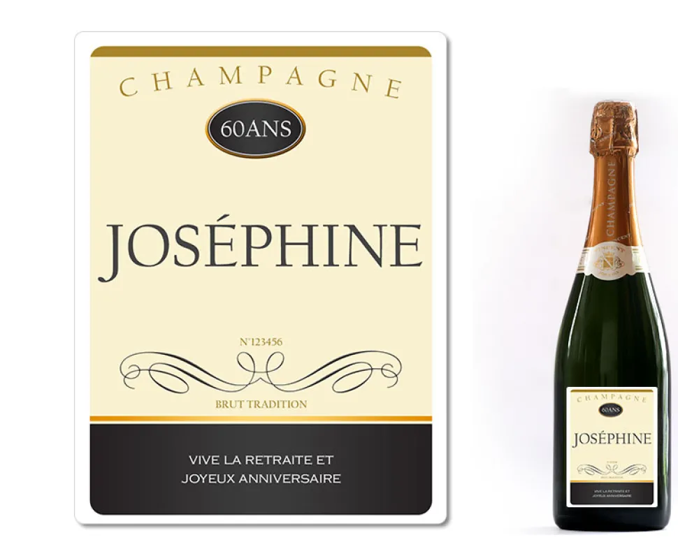 Bouteille de champagne personnalisée anniversaire - Prénom et message