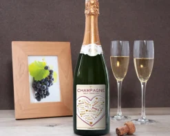Bouteille de champagne personnalisée prénoms - Coeur Famille
