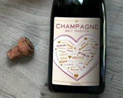 Bouteille de champagne personnalisée prénoms - Coeur Famille