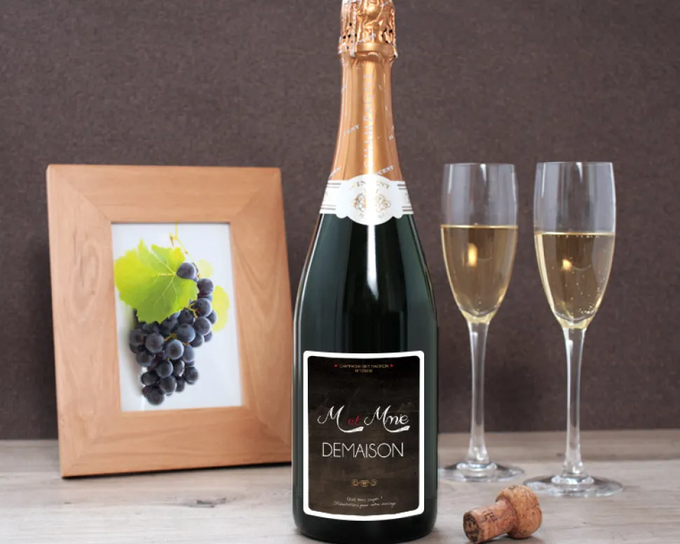 Bouteille de champagne personnalisée mariage - M. & Mme