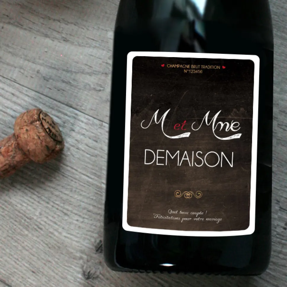 Bouteille de champagne personnalisée mariage - M. & Mme