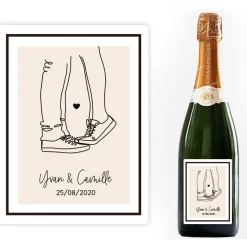 Bouteille de champagne personnalisée - Dessin au trait