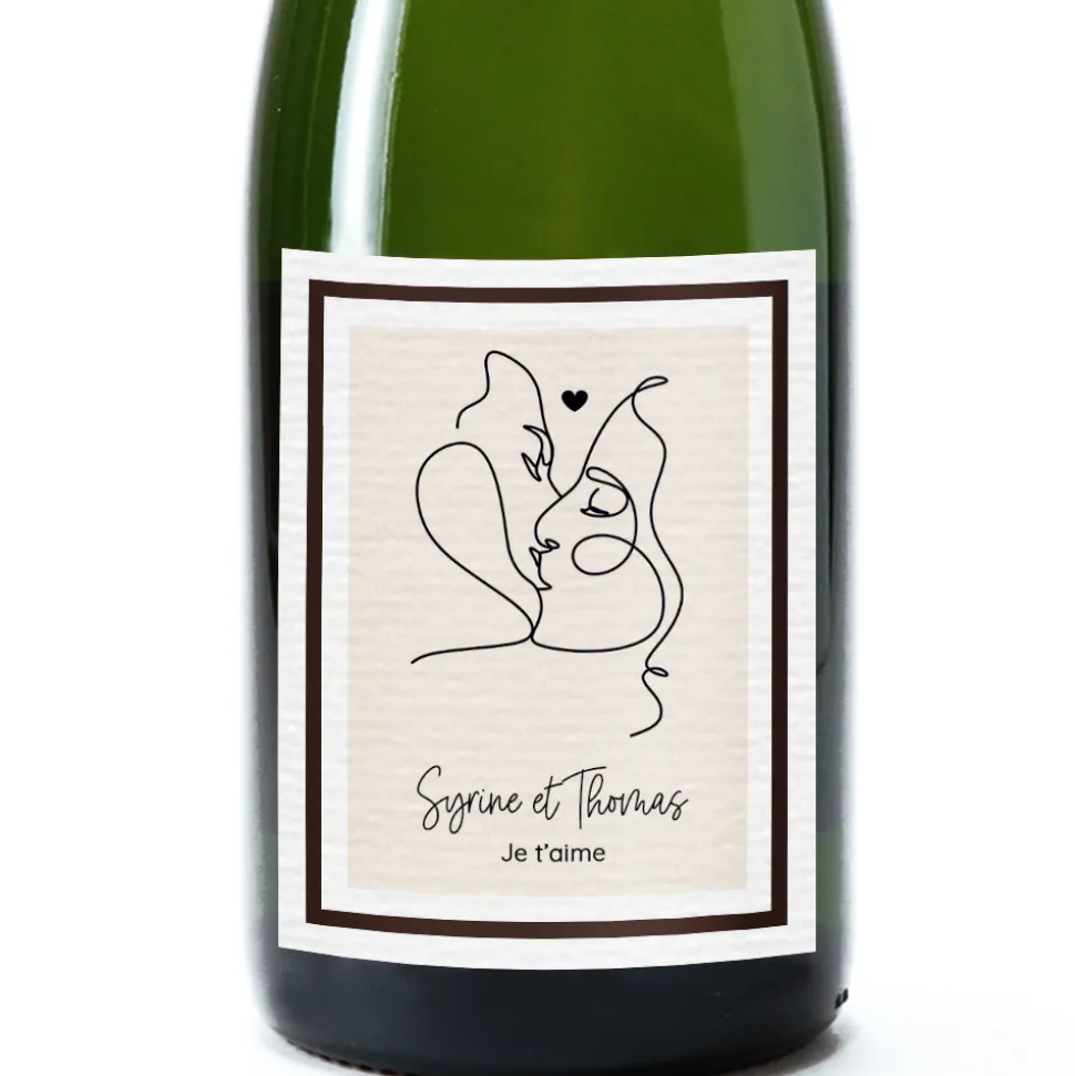 Bouteille de champagne personnalisée - Dessin au trait