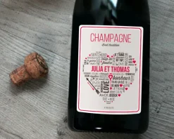 Bouteille de champagne personnalisée prénoms couple - Mots d'Amour