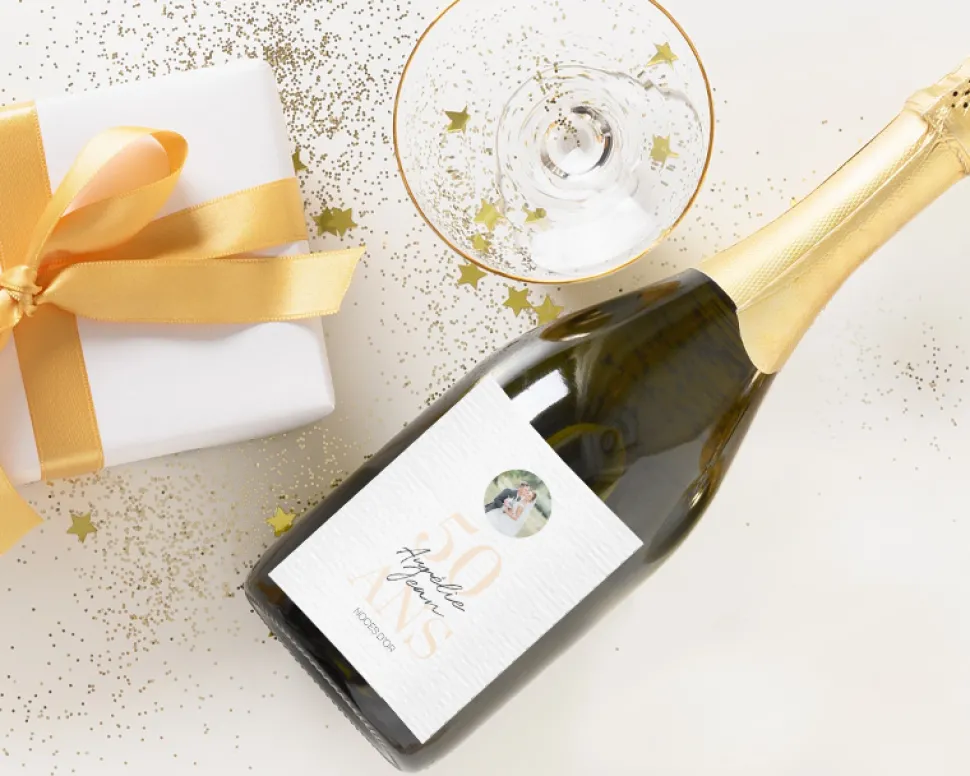 Bouteille de champagne personnalisée photo - Anniversaire de mariage