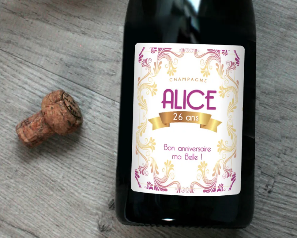 Bouteille de champagne personnalisée anniversaire - Rose