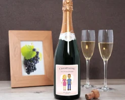 Bouteille de champagne personnalisée couple - Family Circus