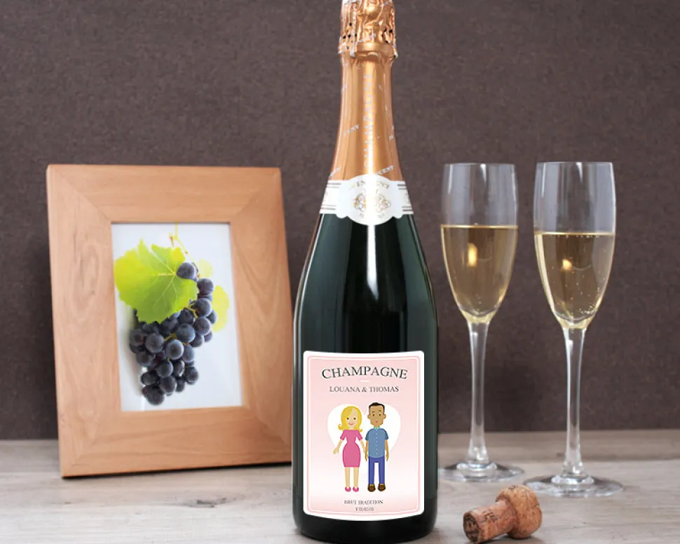 Bouteille de champagne personnalisée couple - Family Circus