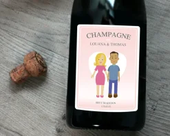 Bouteille de champagne personnalisée couple - Family Circus