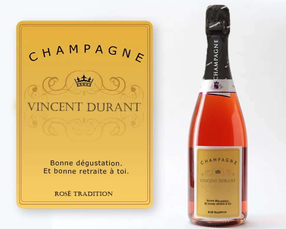 Bouteille de champagne rosé personnalisée - Prénom