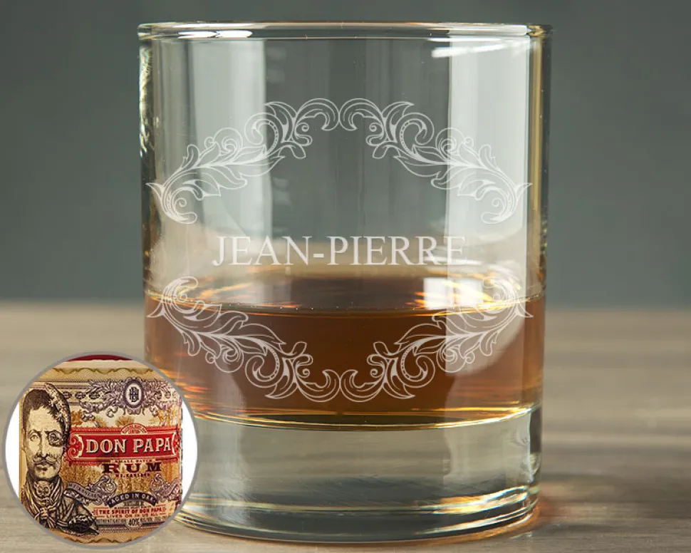 Bouteille de rhum Don Papa - Avec un verre personnalisé