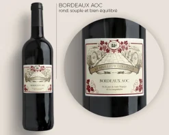 Bouteille de vin de Bordeaux personnalisée message - Avec coffret sommelier