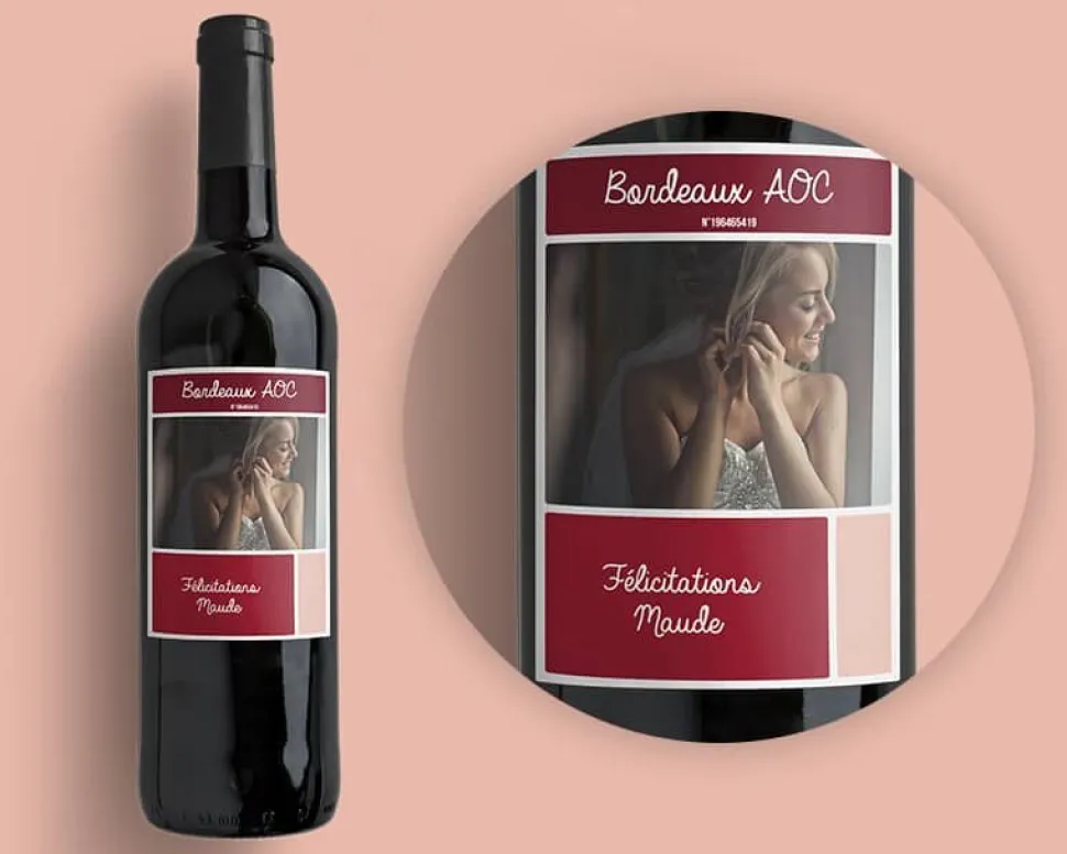 Bouteille de vin de Bordeaux personnalisée photo - Elegance