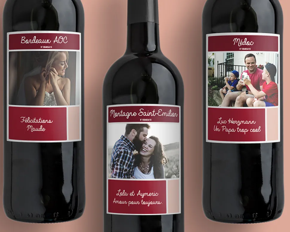 Bouteille de vin de Bordeaux personnalisée photo - Elegance