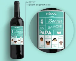 Bouteille de vin de Bordeaux personnalisée papa - Family Circus