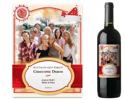 Bouteille de vin de Bordeaux personnalisée Noël - Photo