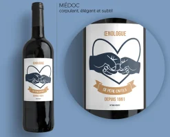 Bouteille de vin de Bordeaux personnalisée - De Père en Fils / Fille