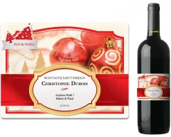 Bouteille de vin de Bordeaux personnalisée Noël - Voeux