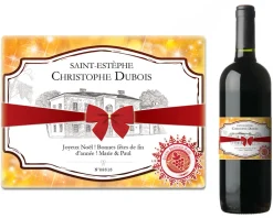 Bouteille de vin de Bordeaux personnalisée Noël - Voeux