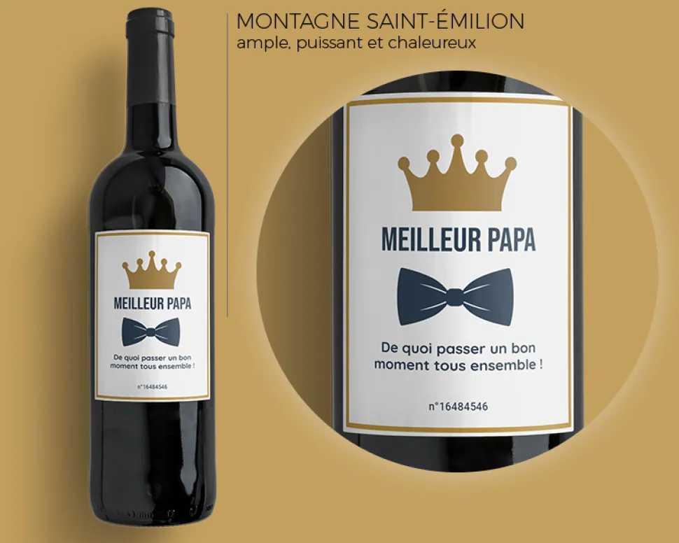 Bouteille de vin de Bordeaux personnalisée - Papa Royal