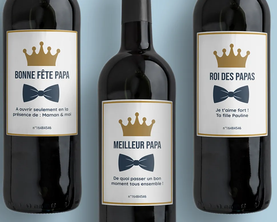 Bouteille de vin de Bordeaux personnalisée - Papa Royal