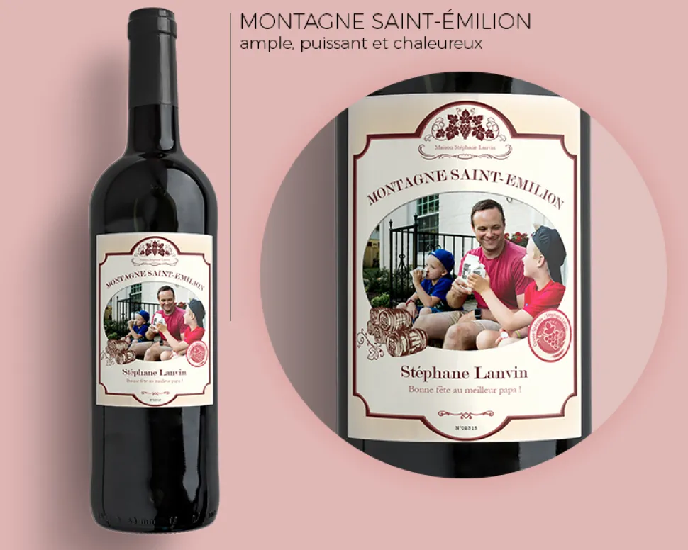 Bouteille de vin de Bordeaux personnalisée photo - Classique
