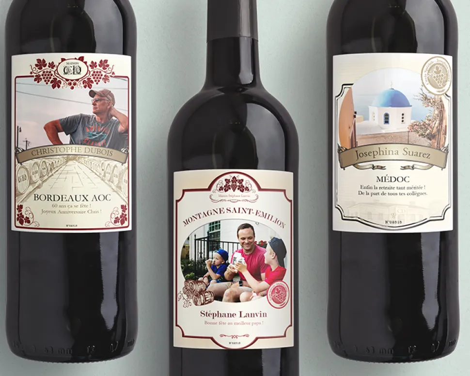 Bouteille de vin de Bordeaux personnalisée photo - Classique