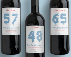 Bouteille de vin de Bordeaux personnalisée anniversaire - Ballons Bleu