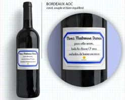 Bouteille de vin de Bordeaux personnalisée remerciements - Maîtresse, Maître et ATSEM