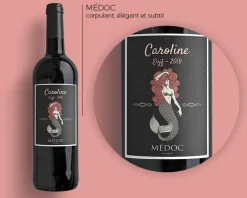 Bouteille de vin de Bordeaux personnalisée message - Sirène