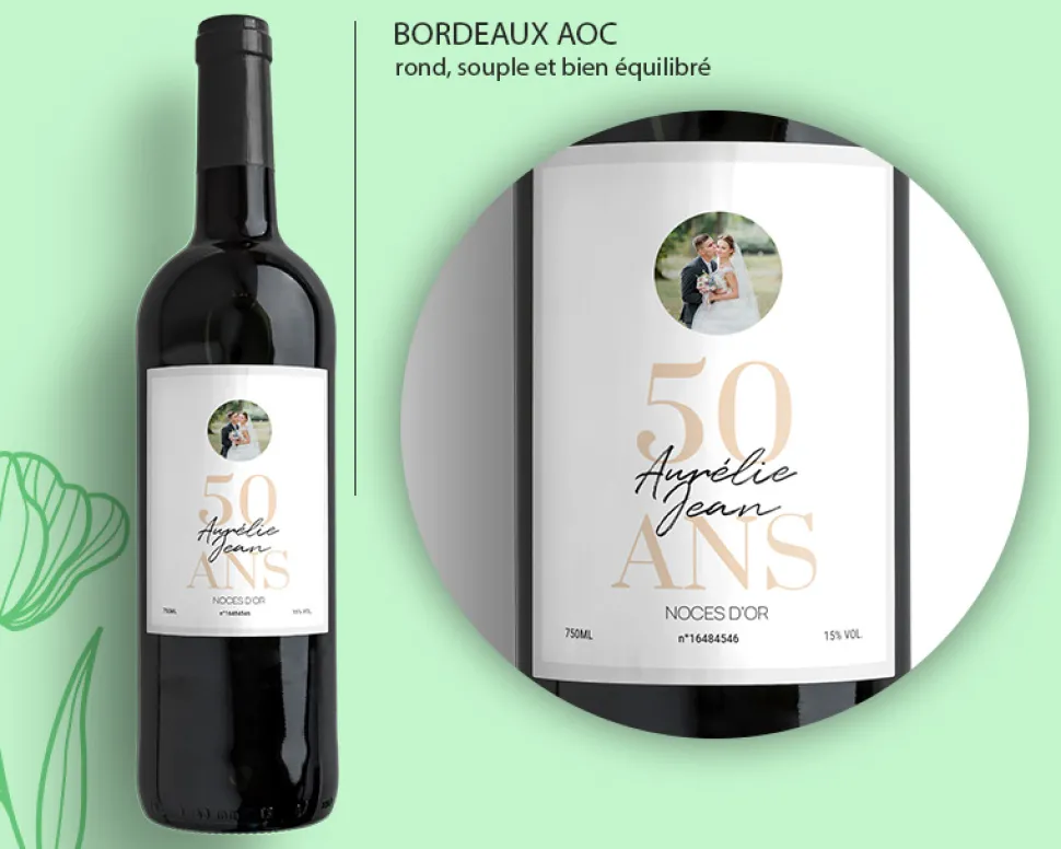 Bouteille de vin personnalisée - Anniversaire de mariage